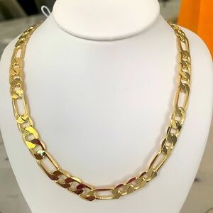 NEW 18k Gold Plated Figaro Necklace 18” Long GIFT